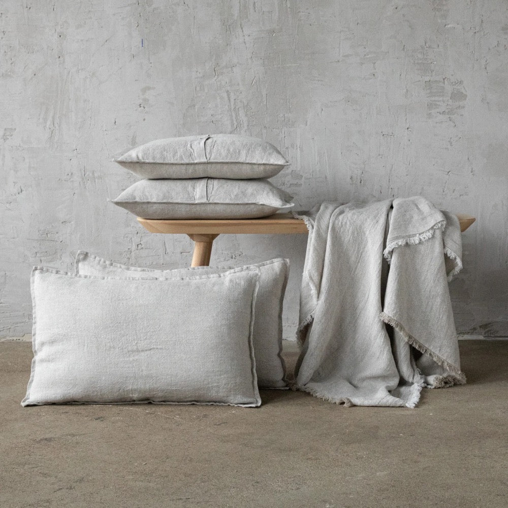 Washed Linen Throw Blanket in Neutral. Linen bedspread made from European flax certified linen.