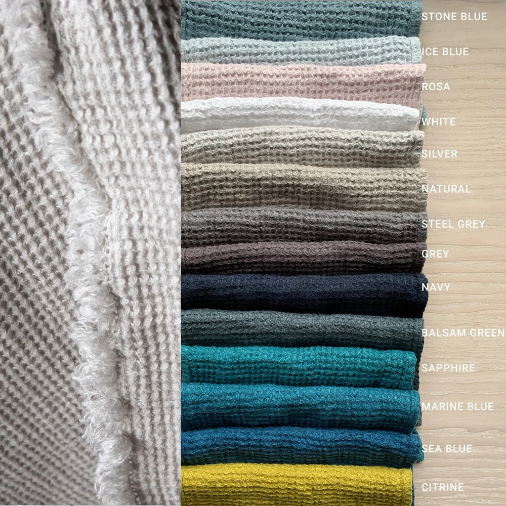 Waffle Linen Throw Blanket in Various Colours With Hand Made Fringes. Twin, Queen