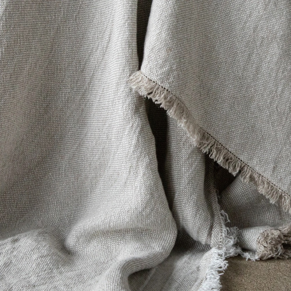 Washed Linen Throw Blanket in Neutral. Linen bedspread made from European flax certified linen