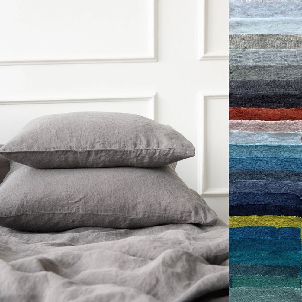 Washed Linen Pillow Case in 23 colours. Linen Standard, Queen, King, Custom sizes Shams . Stone washed, Envelope style